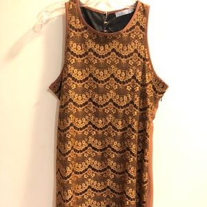 Gold Lace Mini Dress with Amber Back